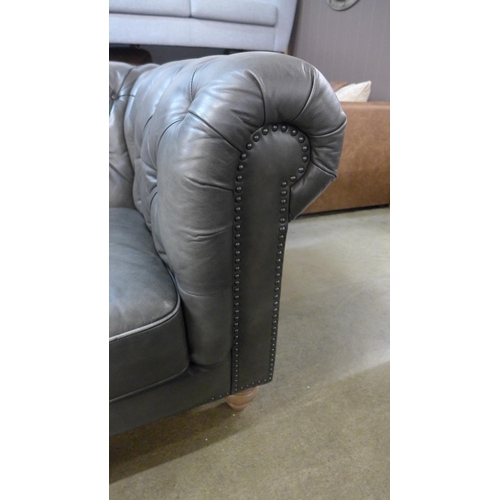 1303 - Allington 3 Seater Grey Leather Chesterfield Sofa, Original RRP £1999.99 + VAT (4143-31) * This lot ... 