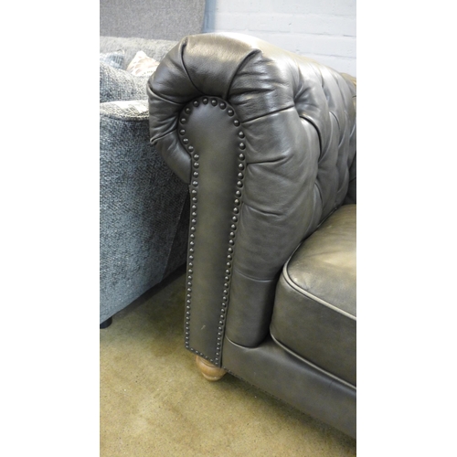 1305 - Allington 2 Seater Grey Leather Chesterfield Sofa, Oriignal RRP £1649.98 + VAT (4143-32) * This lot ... 