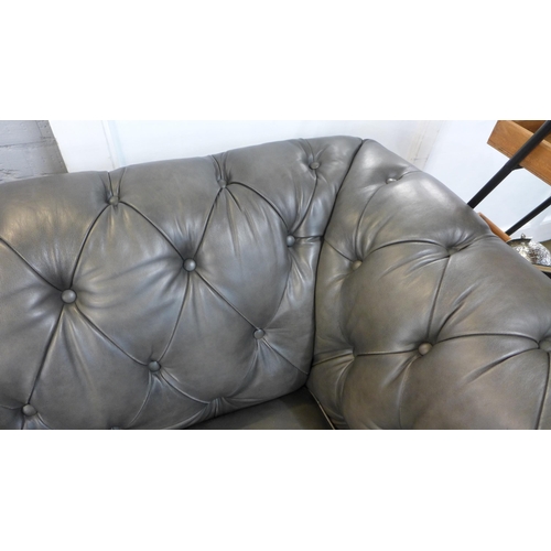 1305 - Allington 2 Seater Grey Leather Chesterfield Sofa, Oriignal RRP £1649.98 + VAT (4143-32) * This lot ... 