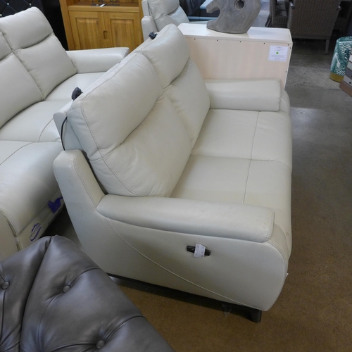 1393 - Gilman Creek Barrett 2 Seater Light Grey Leather Power Reclining Sofa With Power Headrests, Original... 