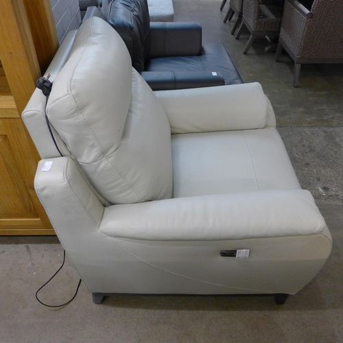 1394 - Gilman Creek Barrett Light Grey Leather Power Recliner Armchair With Power Headrest, Original RRP £7... 