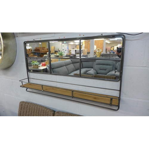 1411 - An industrial style mirror with shelf