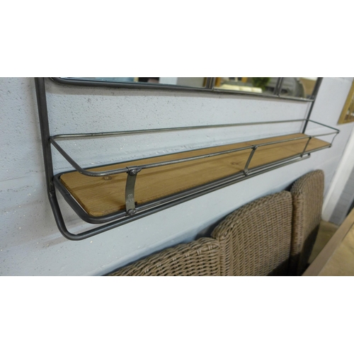 1411 - An industrial style mirror with shelf