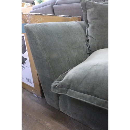 1449 - A Moss green velvet, scatter back, two seater sofa