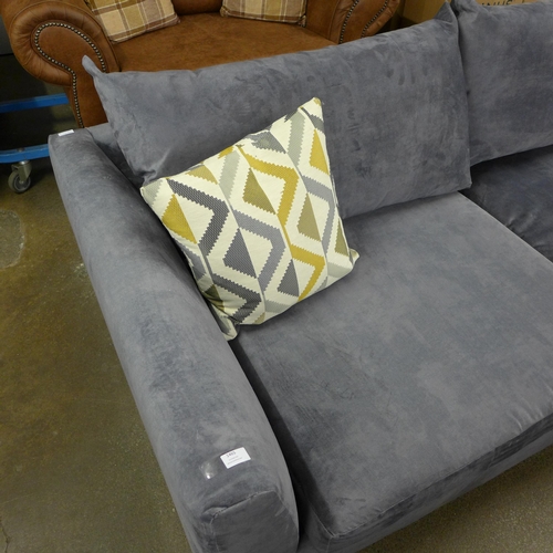 1465 - A grey velvet corner sofa