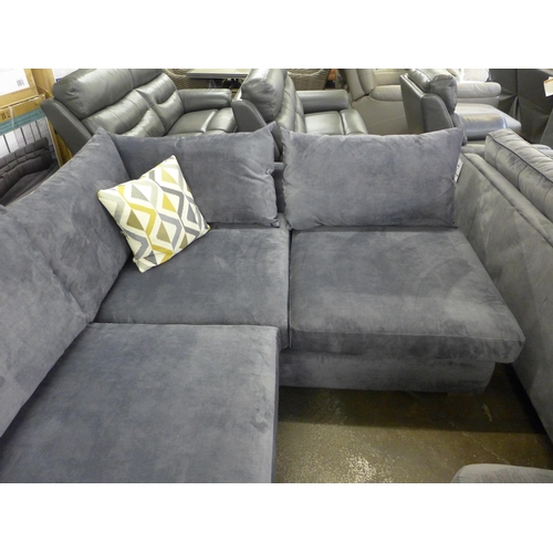 1465 - A grey velvet corner sofa