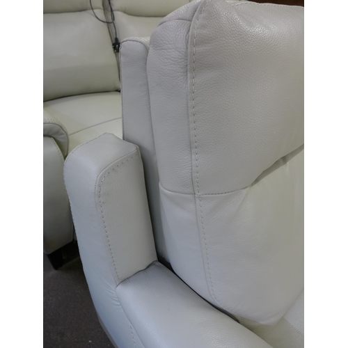 1477 - A pair of Gilman Creek Barrett 3 Seater Light Grey Leather Power Reclining Sofas With Power Headrest... 