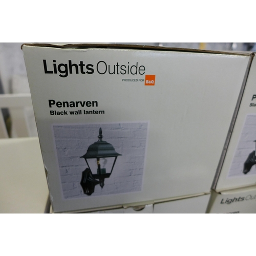 1555 - A set of five B & Q Penarven black wall lights