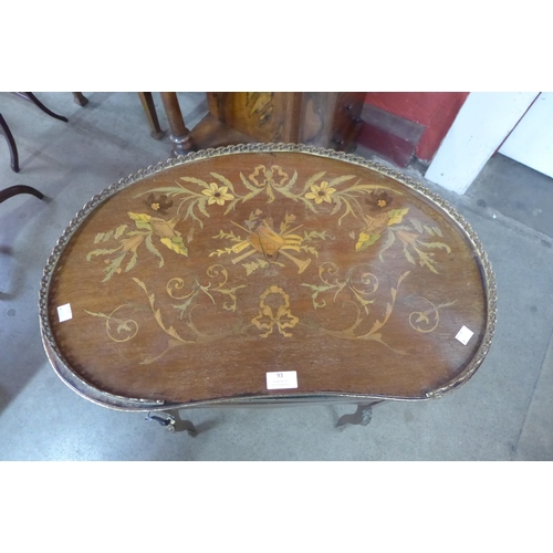 596 - A French Louis XV style marquetry inlaid mahogany and gilt metal mounted bijouterie table