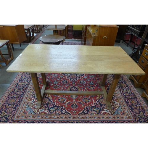 187 - A Cotswold School Arts and Crafts oak refectory table, 76cms h, 153cmsl, 76cms w