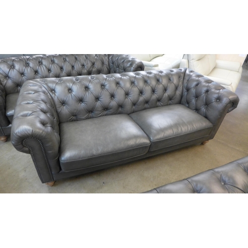 1302 - New Allington 3 Str Grey Leather Sofa: 5858Ls, Original RRP £1666.66 + vat (4142-9) - damaged * This... 