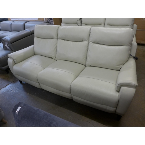 1306 - A pair of Gilman Creek Barrett 3 Seater Light Grey Leather Power Reclining Sofas With Power Headrest... 