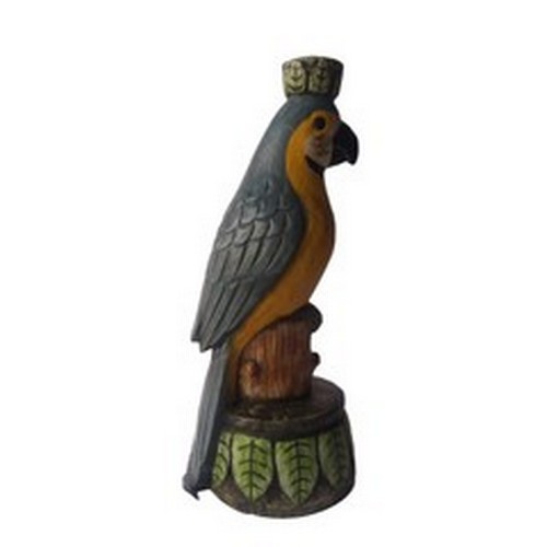 1333 - A wooden parrot candlestick, H 10cms (COLL2012)   #