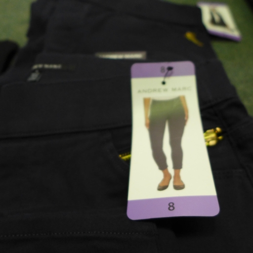 3138 - 4 Pairs of Women's Andrew Marc trousers (1 black/4 blue), mixed sizes * this lot is subject to VAT