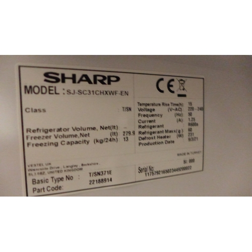3153 - Sharp White 280L Freezer, model: SJ-SC31CHXWF Original RRP £416.66 + vat (271z-47)  * This lot is su... 
