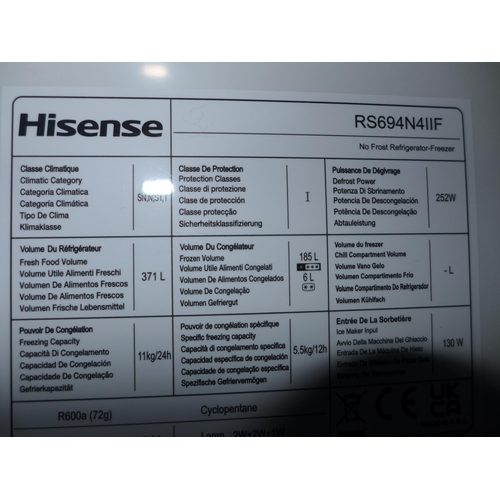 3231 - Hisense Stainless Steel Side By Side Fridge Freezer - model: RS694N4IIF, Original RRP £666.66 + vat ... 