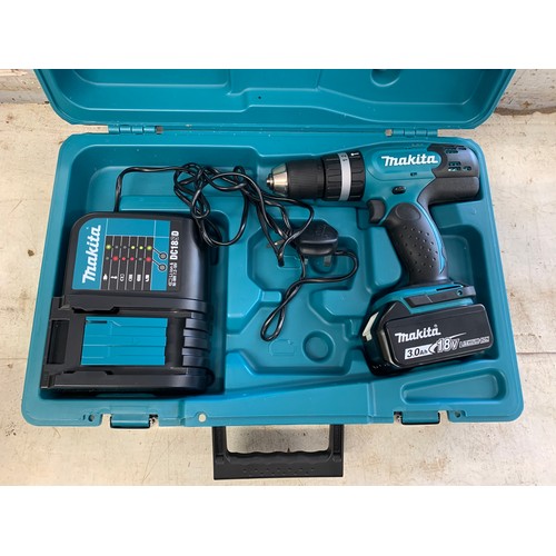 2038 - Makita DHP453 18v hammer drill with charger in case