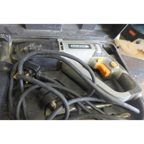 2042 - Bauker 1100w 240v hammer drill in case - W