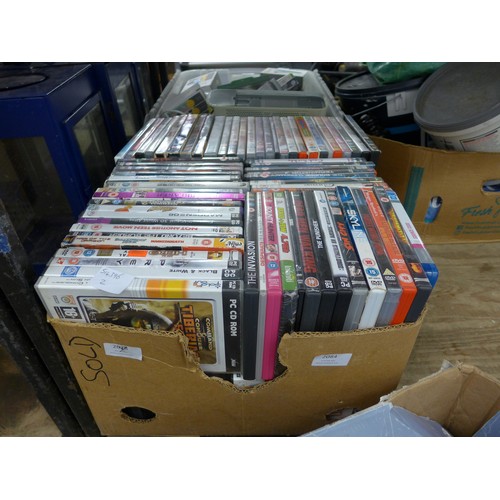 2070 - Box of approximately 60 DVDs and games