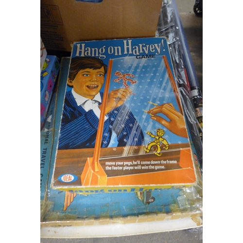 2072 - 5 Vintage board games; Colditz, Hang on Harvey, Buccaneer, etc.