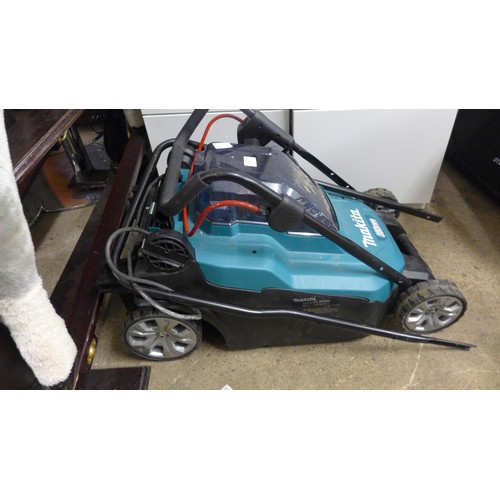 2120 - Makita DLM382 380mm lawnmower, no collector - W (needs handlebar bolts) with DeWalt workshop vacuum