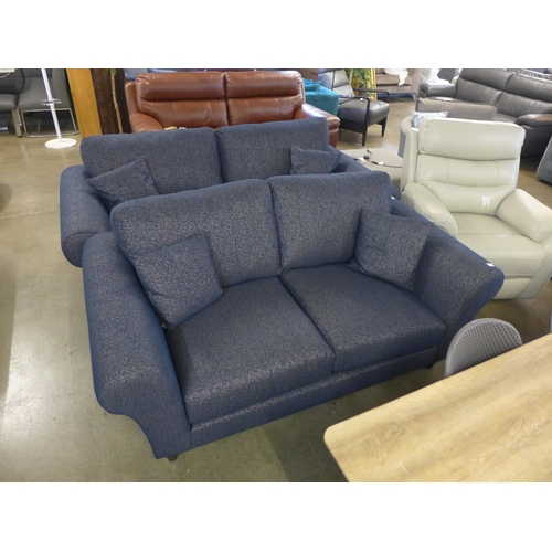 1372 - An Emma valdez navy upholstered two and three seater sofas