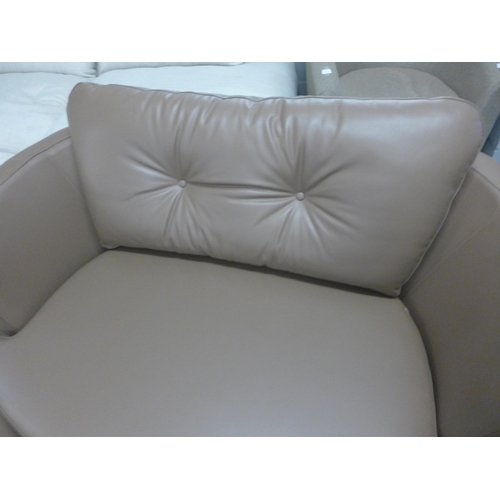 1375 - A mocha tan leather upholstered button back loveseat with footstool