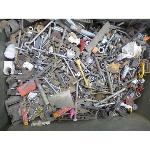 2084 - 4 Large bins of coach bolts, screws and joinery consumables