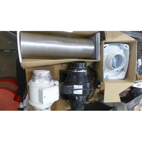 2086 - Two inline extractor fans, original RRP £100 each plus a wall mounted Envirovent extractor fan
