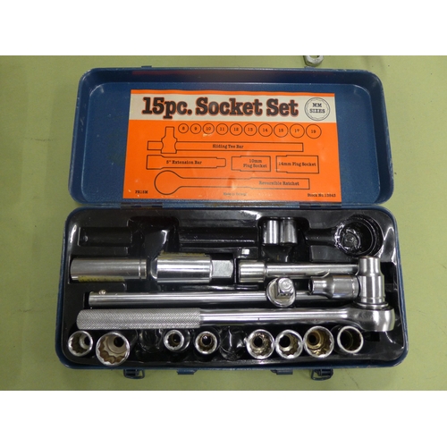 2099 - Three socket sets; one combi metric & imperial, one Draper imperial and one metric