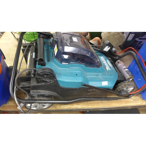 2120 - Makita DLM382 380mm lawnmower, no collector - W (needs handlebar bolts) with DeWalt workshop vacuum