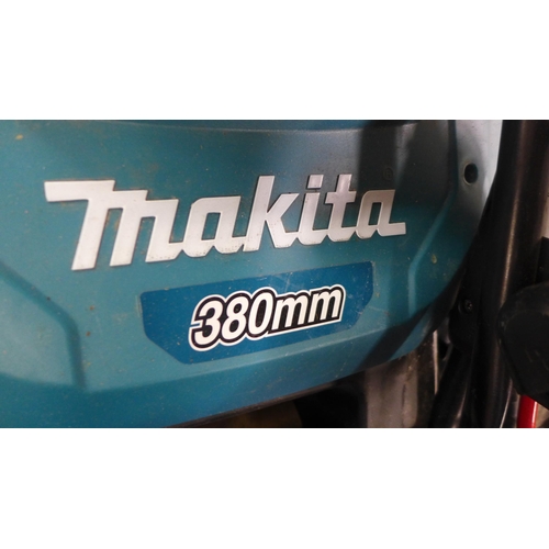 2120 - Makita DLM382 380mm lawnmower, no collector - W (needs handlebar bolts) with DeWalt workshop vacuum