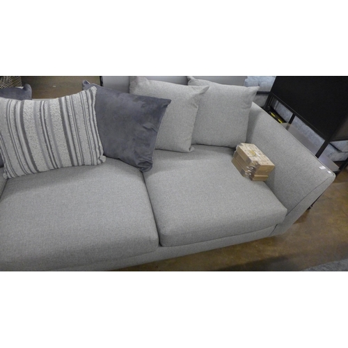 1382 - A cloud grey textured weave upholstered corner sofa