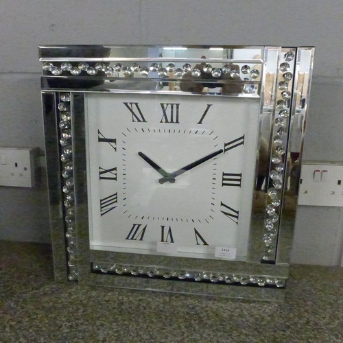 1407 - A square wall clock with mirrored glass, H 45cms (PHCL22525)   #
