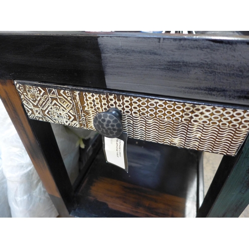1415 - A rustic patterned single drawer lamp table, RRP £113.00 *This lot is subject to VAT