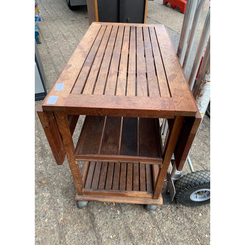 2273 - Wooden fold-out two leaf greenhouse/conservatory trolley table