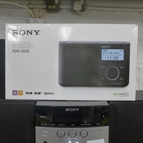 2204 - Sony CMT-EH45DABDAB micro hi-fi component system, & a Sony DAB portable XDR-561D radio