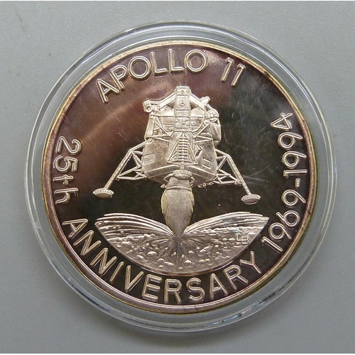 1057 - A 1993 Turks and Caicos 25th Anniversary 1969-1994 Apollo 11 silver 20 crowns coin