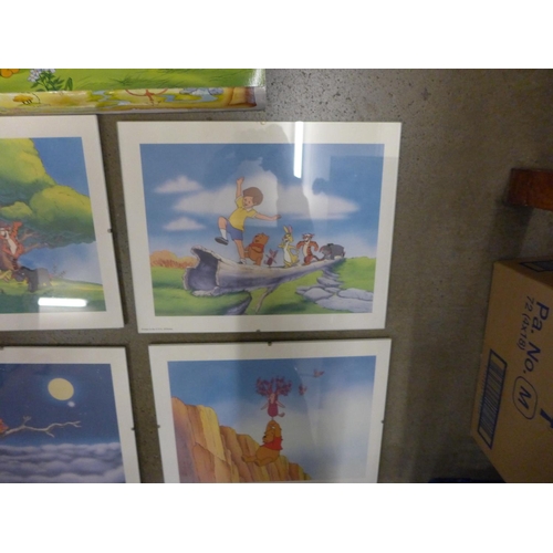 1099 - A set of four framed Walt Disney Winnie The Pooh prints with folder, Pooh's Grand Adventure, The Sea... 