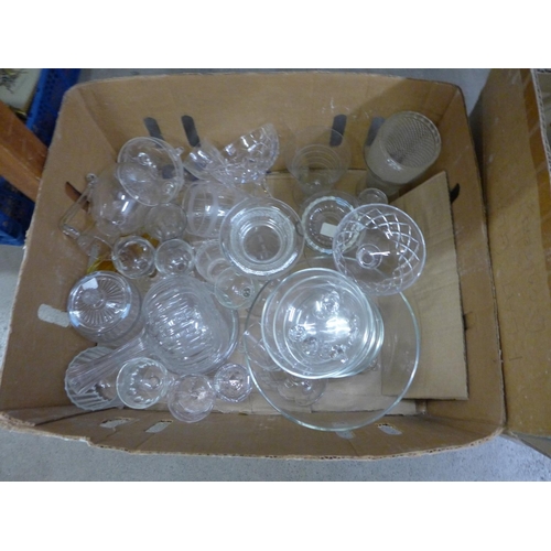 1110 - Three boxes of glassware including stoppers, bases and mirrors **PLEASE NOTE THIS LOT IS NOT ELIGIBL... 