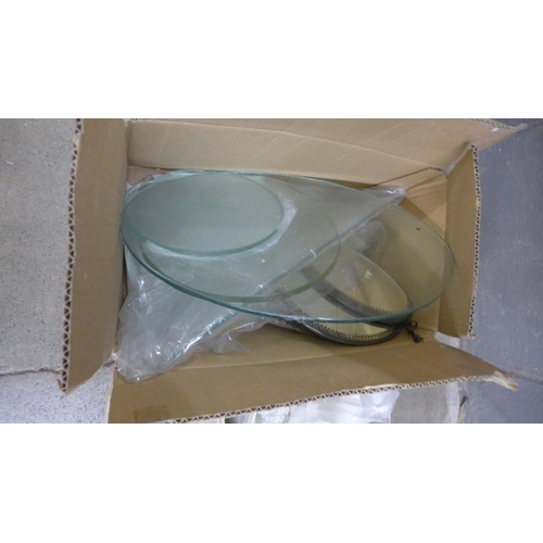 1110 - Three boxes of glassware including stoppers, bases and mirrors **PLEASE NOTE THIS LOT IS NOT ELIGIBL... 