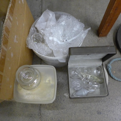 1110 - Three boxes of glassware including stoppers, bases and mirrors **PLEASE NOTE THIS LOT IS NOT ELIGIBL... 