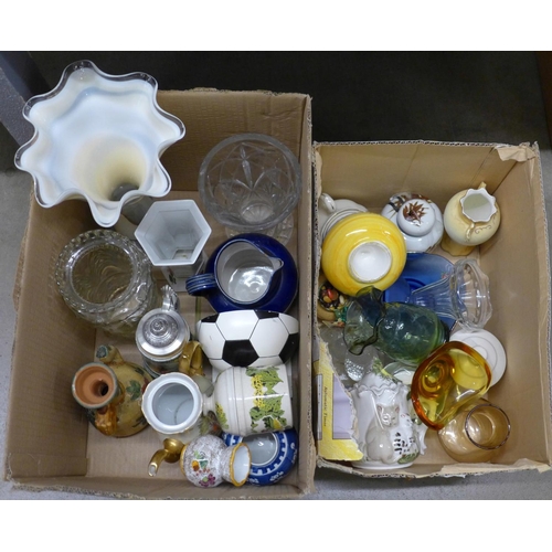 1137 - A tall glass vase, other glass, china, Royal Doulton stoneware jug, etc. **PLEASE NOTE THIS LOT IS N... 