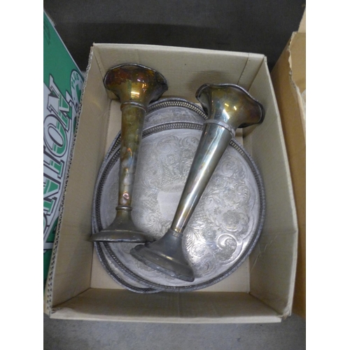 1142 - A collection of mixed metal, glassware and three annuals **PLEASE NOTE THIS LOT IS NOT ELIGIBLE FOR ... 
