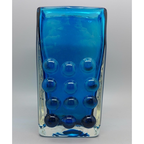 604 - A Whitefriars kingfisher blue mobile phone vase, designed by Geoffrey Baxter, 15.5cm