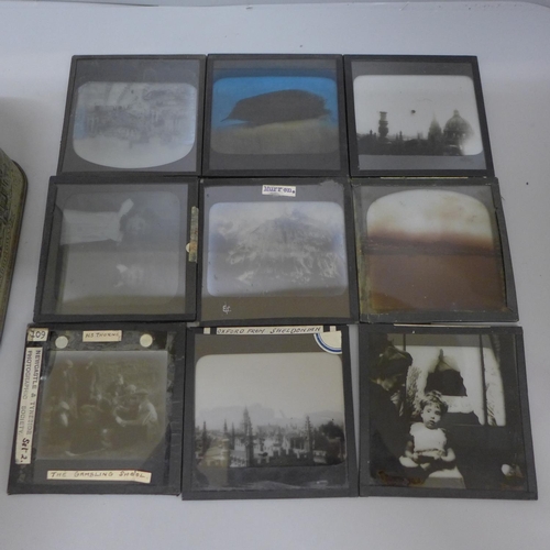 644 - Fifty assorted magic lantern slides, various subjects