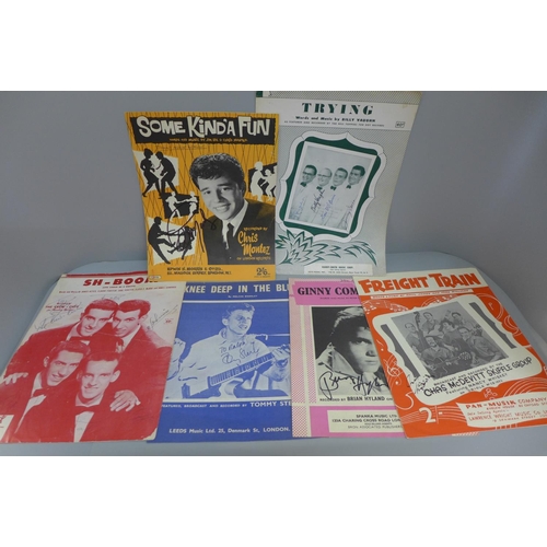 668 - Autographs selection of signed sheet music including Billy Vaughn, Chas McDevitt, Chris Montez, Crew... 