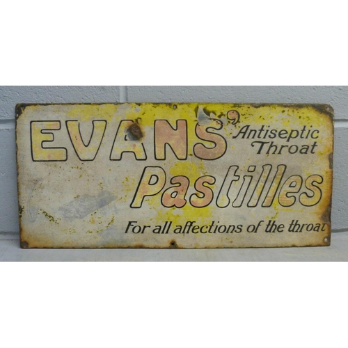 685 - An Evans' Pastilles enamel sign, 24