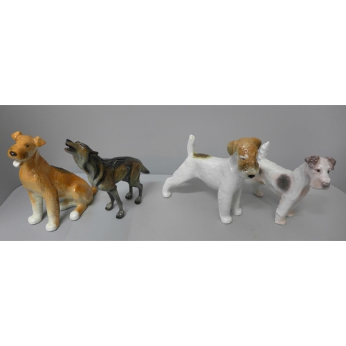 703 - Four models of dogs, two USSR, one Bing & Grondahl and one other