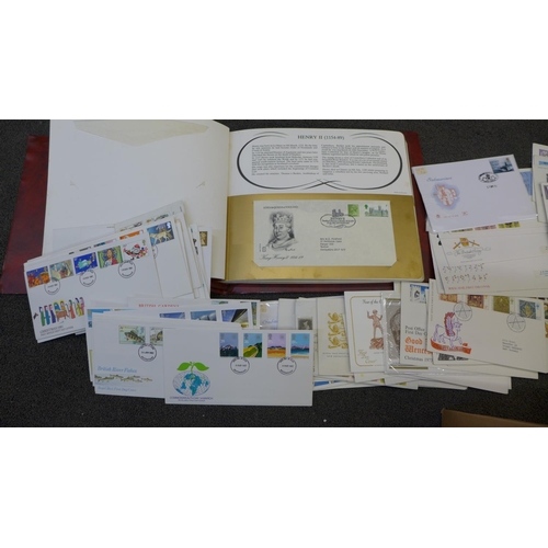 726 - A box of GB first day covers and an album of covers 'Kings and Queens of England'
